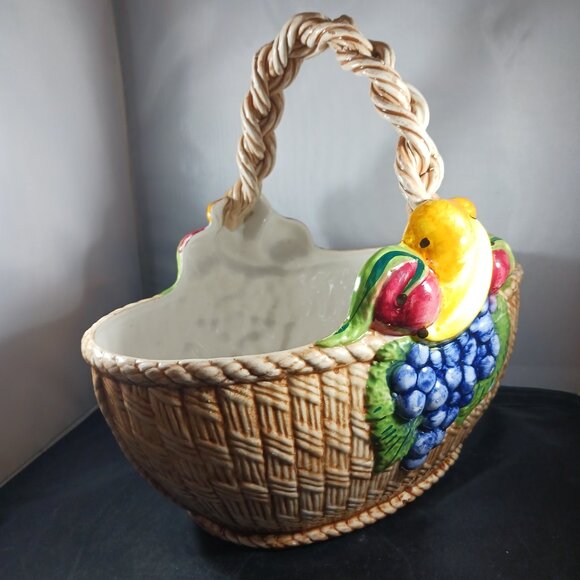 Vintage Italian Bassano Porcelain Fruit Basket Mojalica Style MCM - Picture 4 of 15